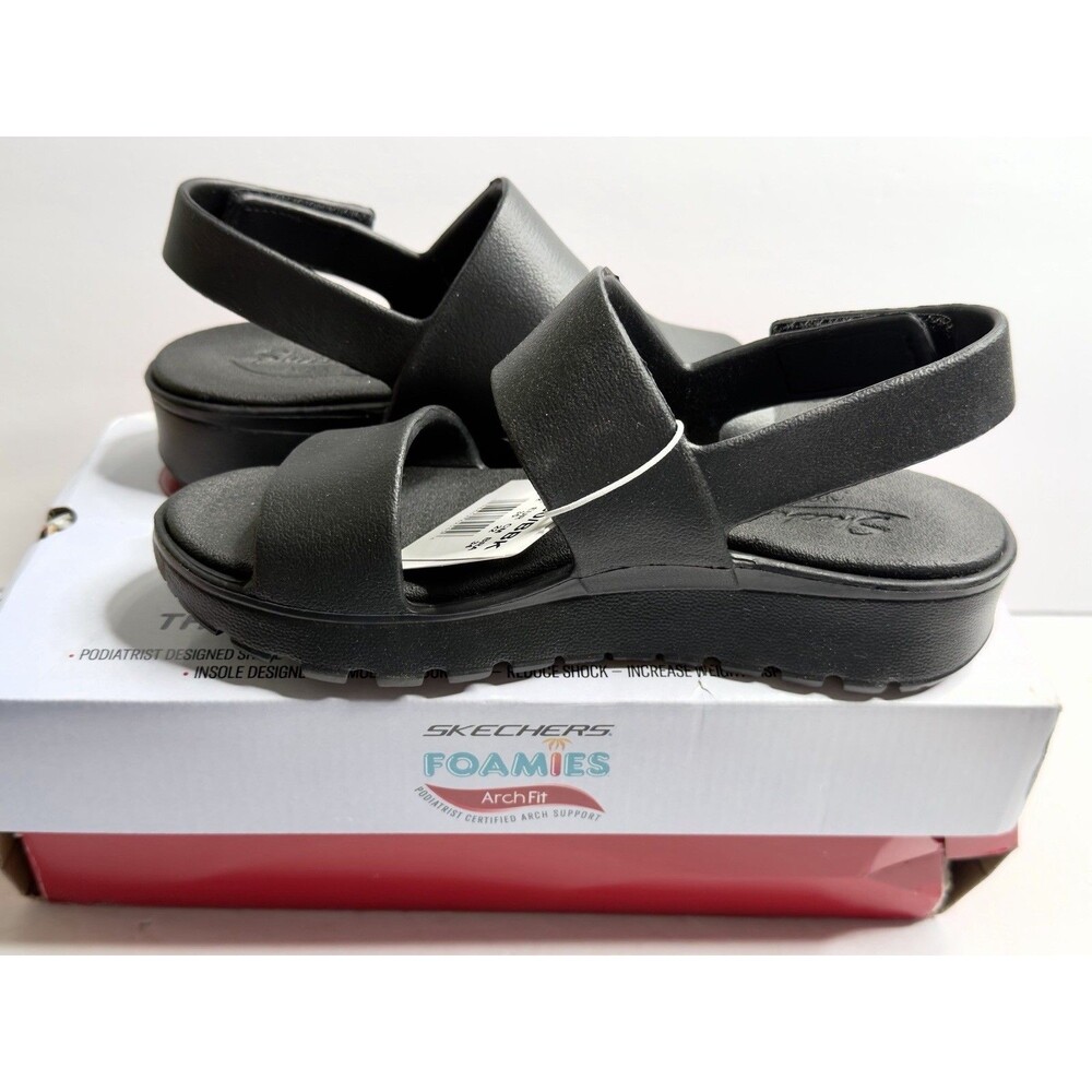 Skechers Arch Fit Foamies Luxe Sandals Womens 5 Black Slingback Damaged Box